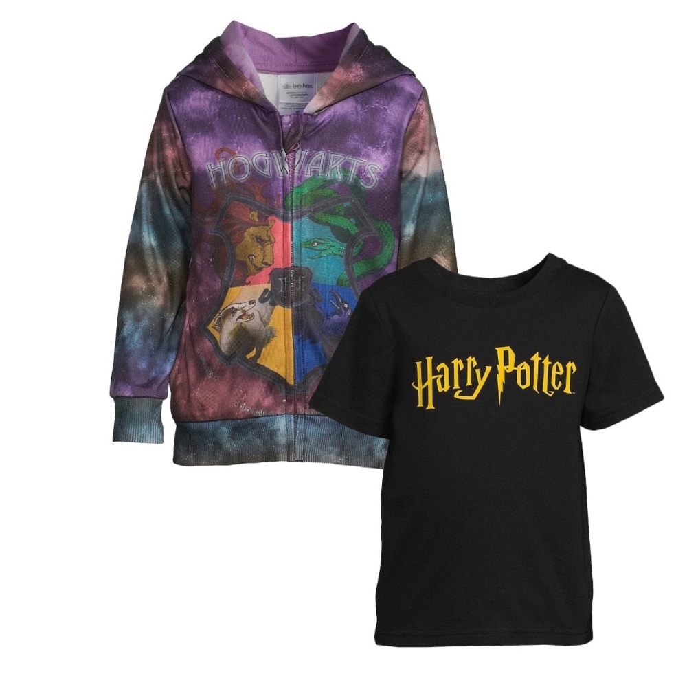 Harry Potter Toddler Boy Sublimated Zip Up Hoodie and T-Shirt Set, Size 4T NWT